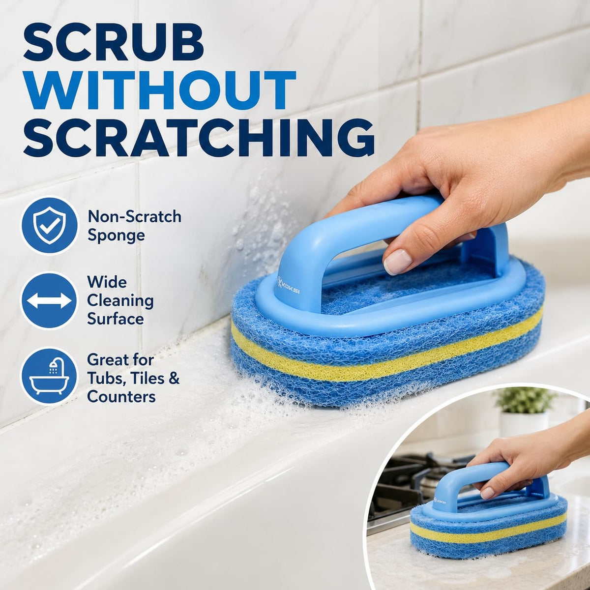 Brosse à poils durs Koksi pour nettoyage de salle de bain