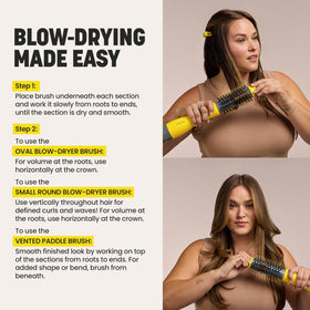 Brosse à séchage Drybar Triple Shot montrant la texture des cheveux