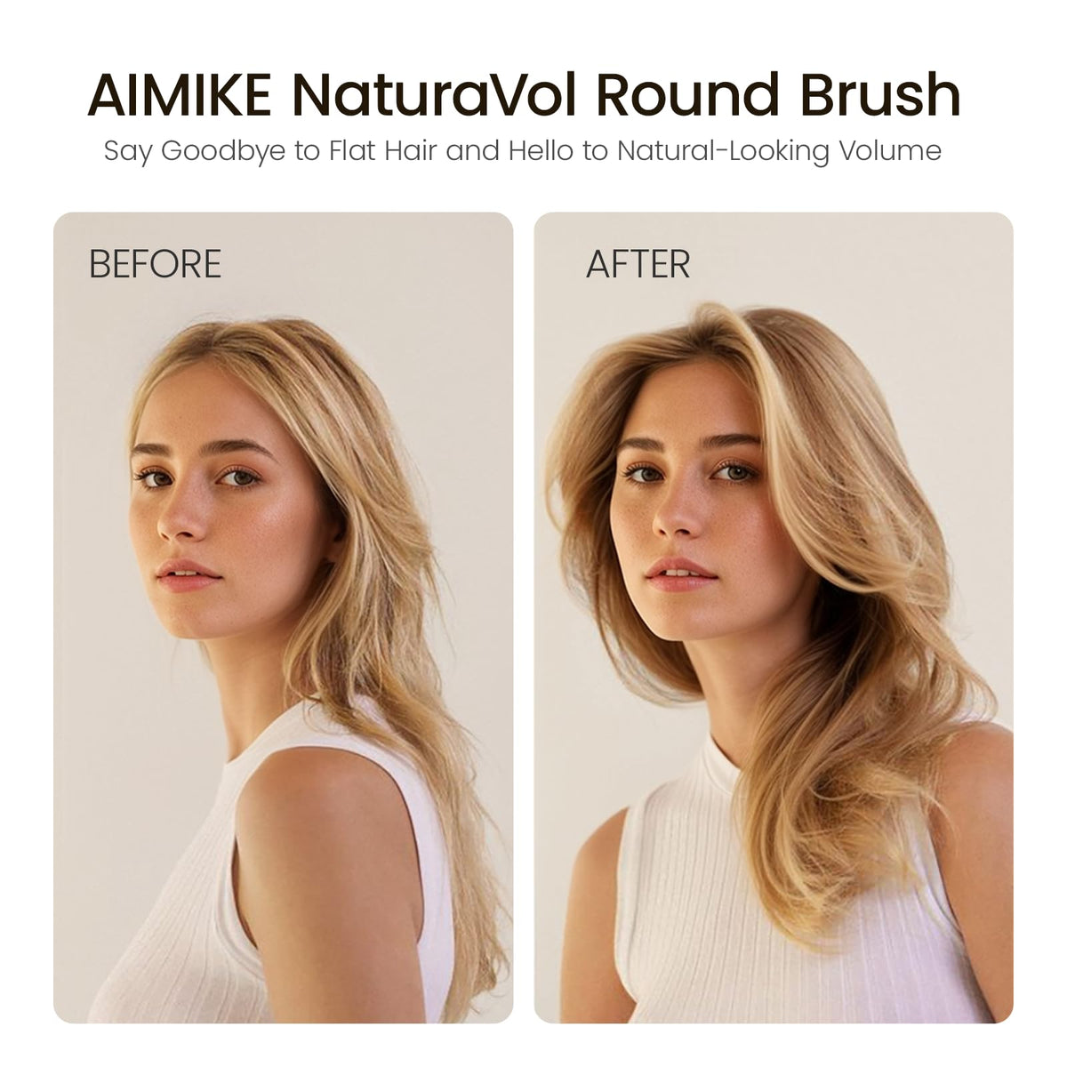 Brosse AIMIKE NaturaVol en action sur cheveux longs