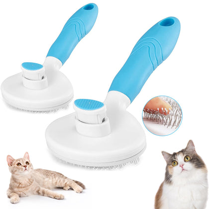 Brosse autonettoyante itPlus pour animaux vue de face, couleur bleue