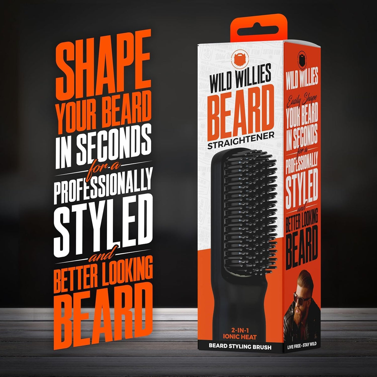 Brosse chauffante 2-en-1 Wild Willies vue de face