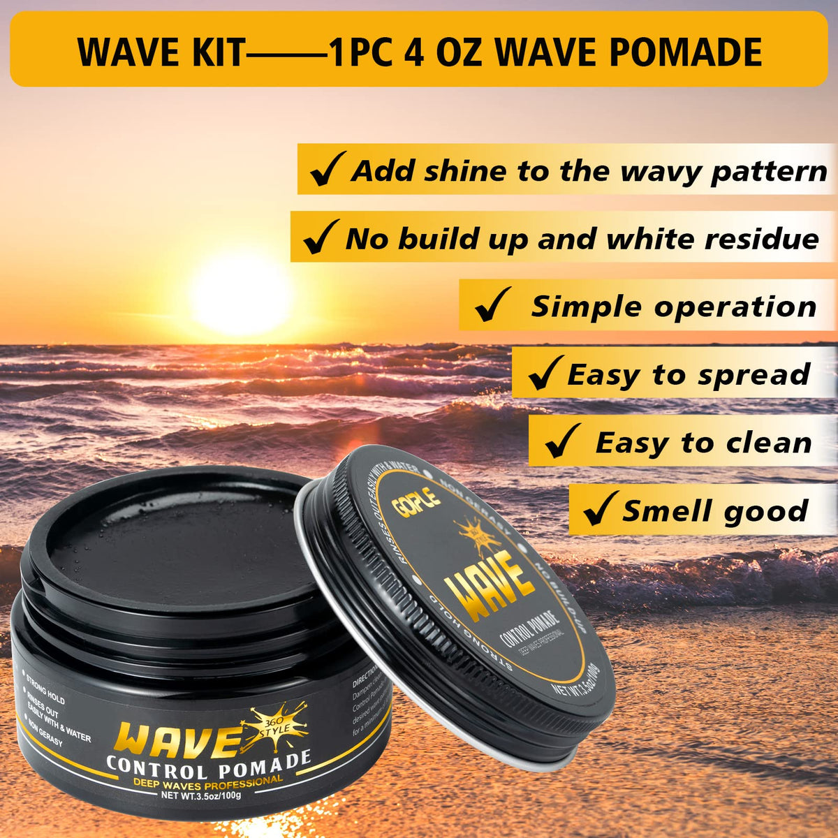 Brosse courbée en bois du kit 360 Wave Goiple