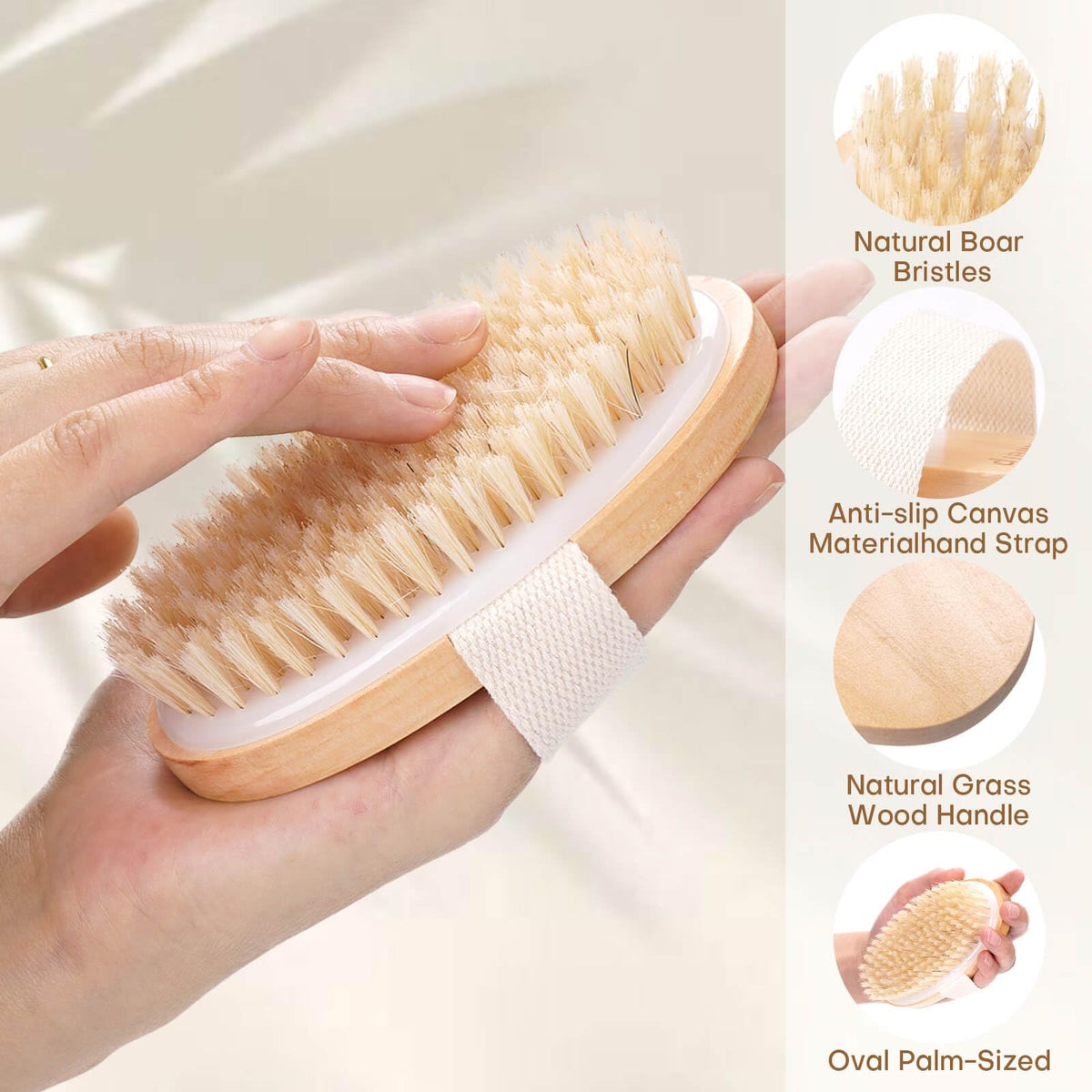Brosse de bain Bealihelp avec poignée en bois naturel