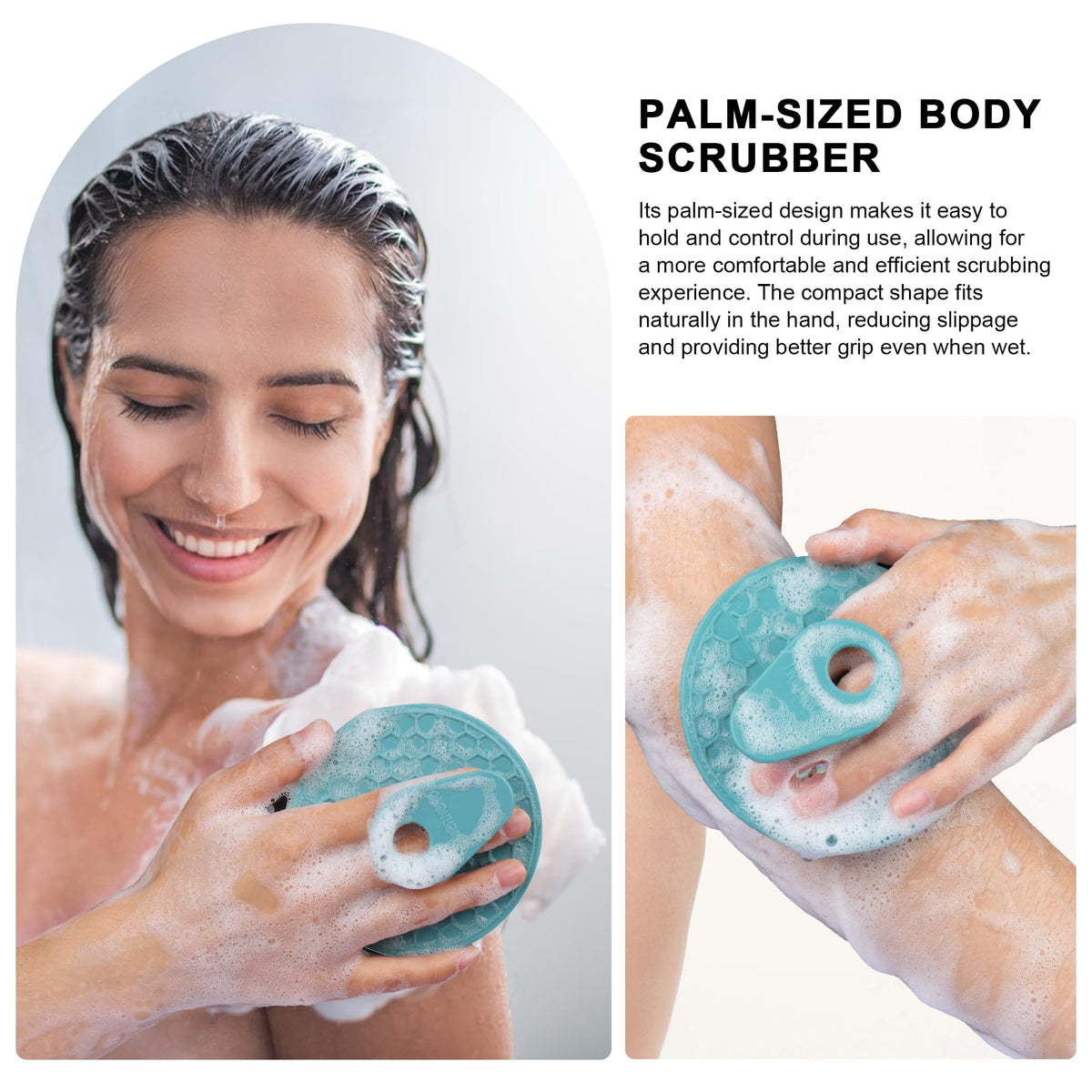 Brosse de bain en silicone INNERNEED rose avec texture antidérapante