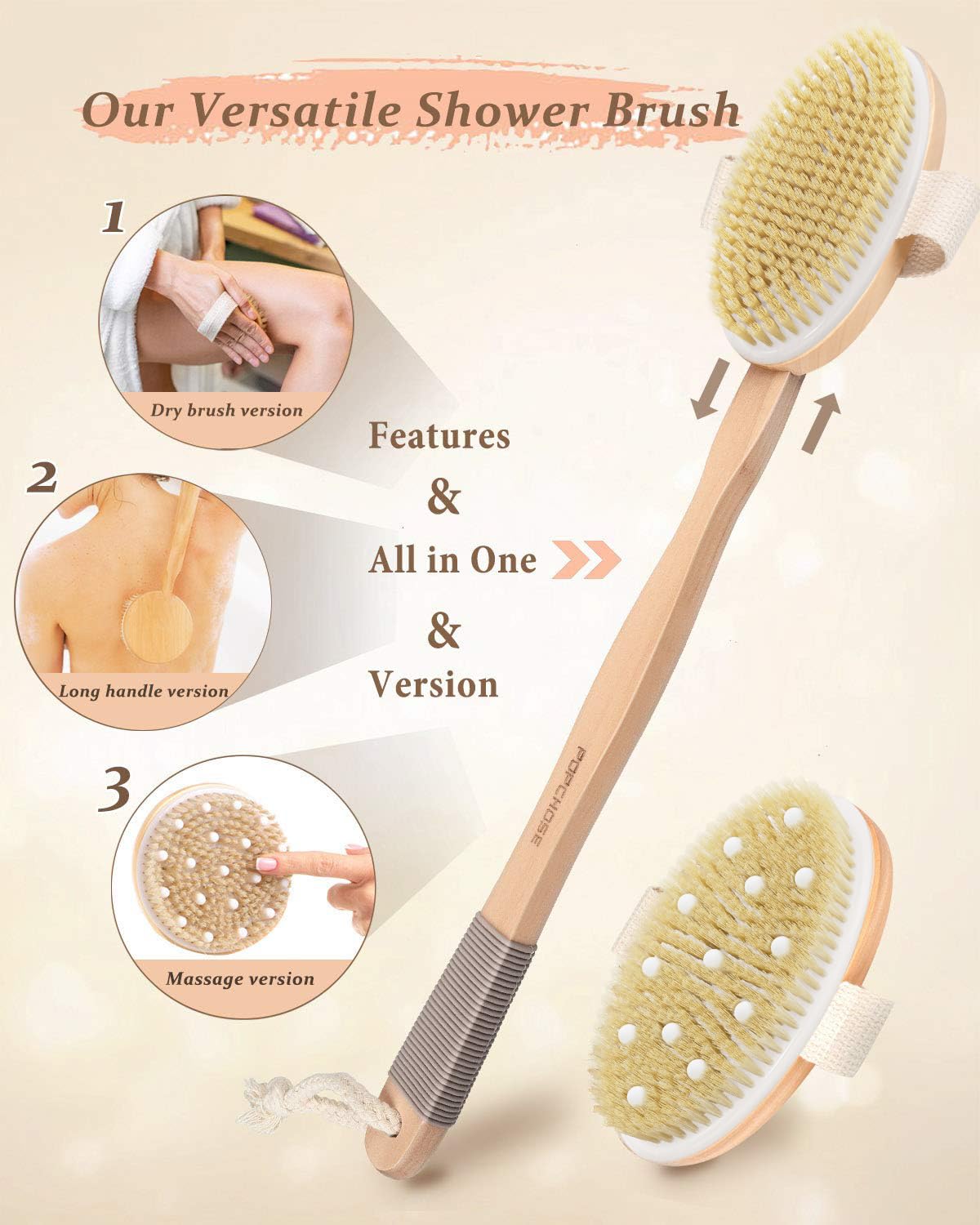 Brosse de bain POPCHOSE tête en poils durs proche