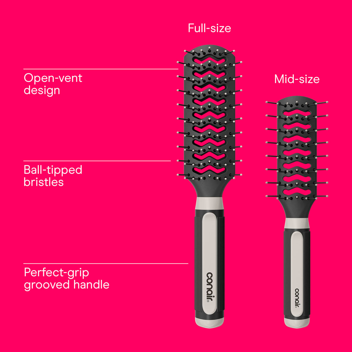 Brosse de cheveux Conair avec design ventilé, idéale pour le séchage rapide