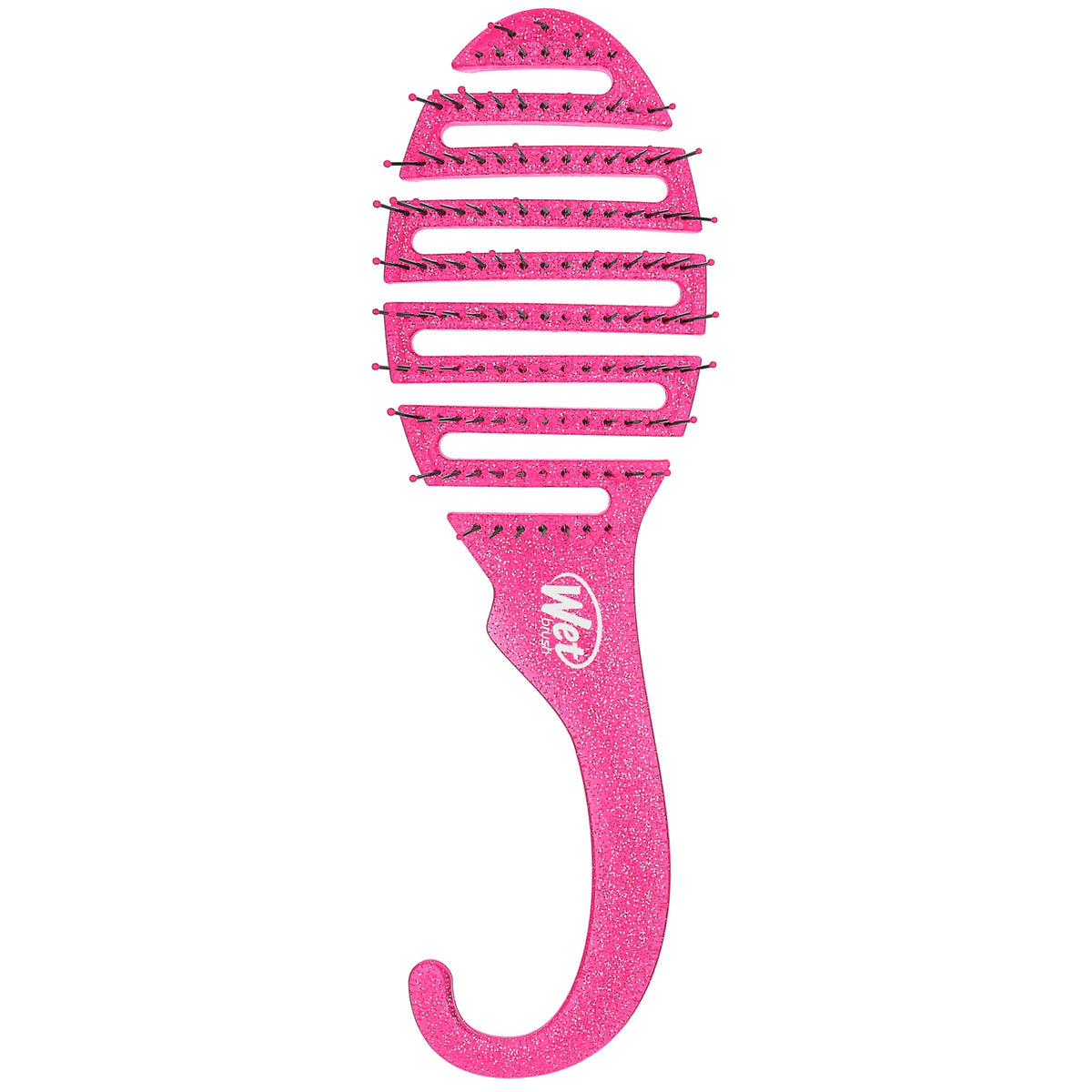 Brosse de Douche Démêlante Wet Brush vue de face avec brins rose pailleté