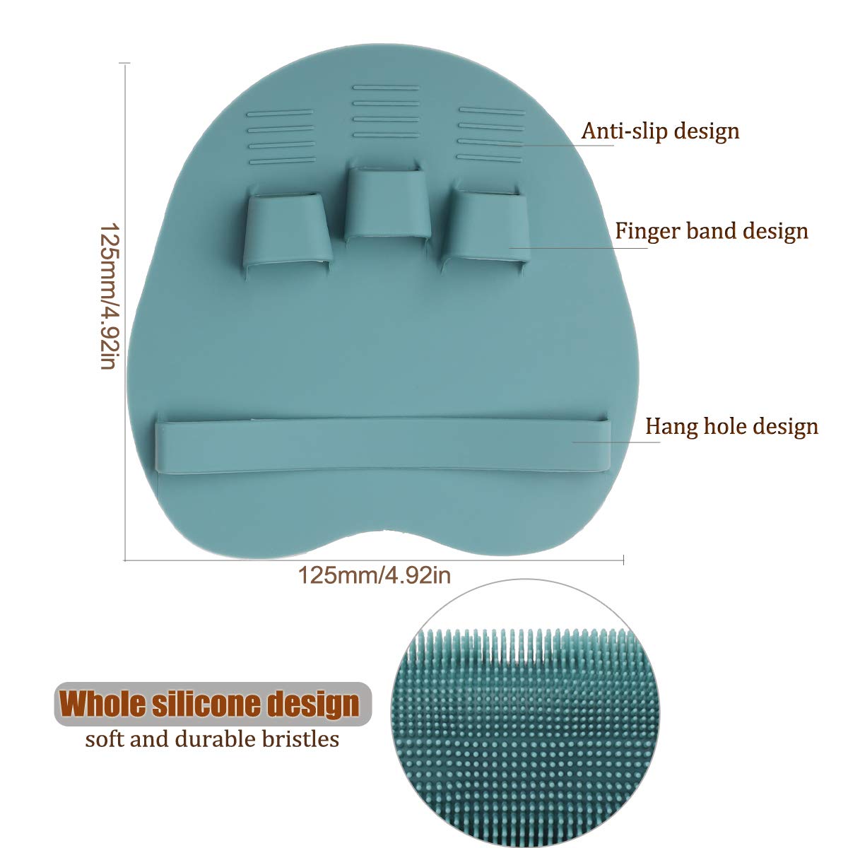 Brosse de douche HOMMIESAFE en silicone vue de côté