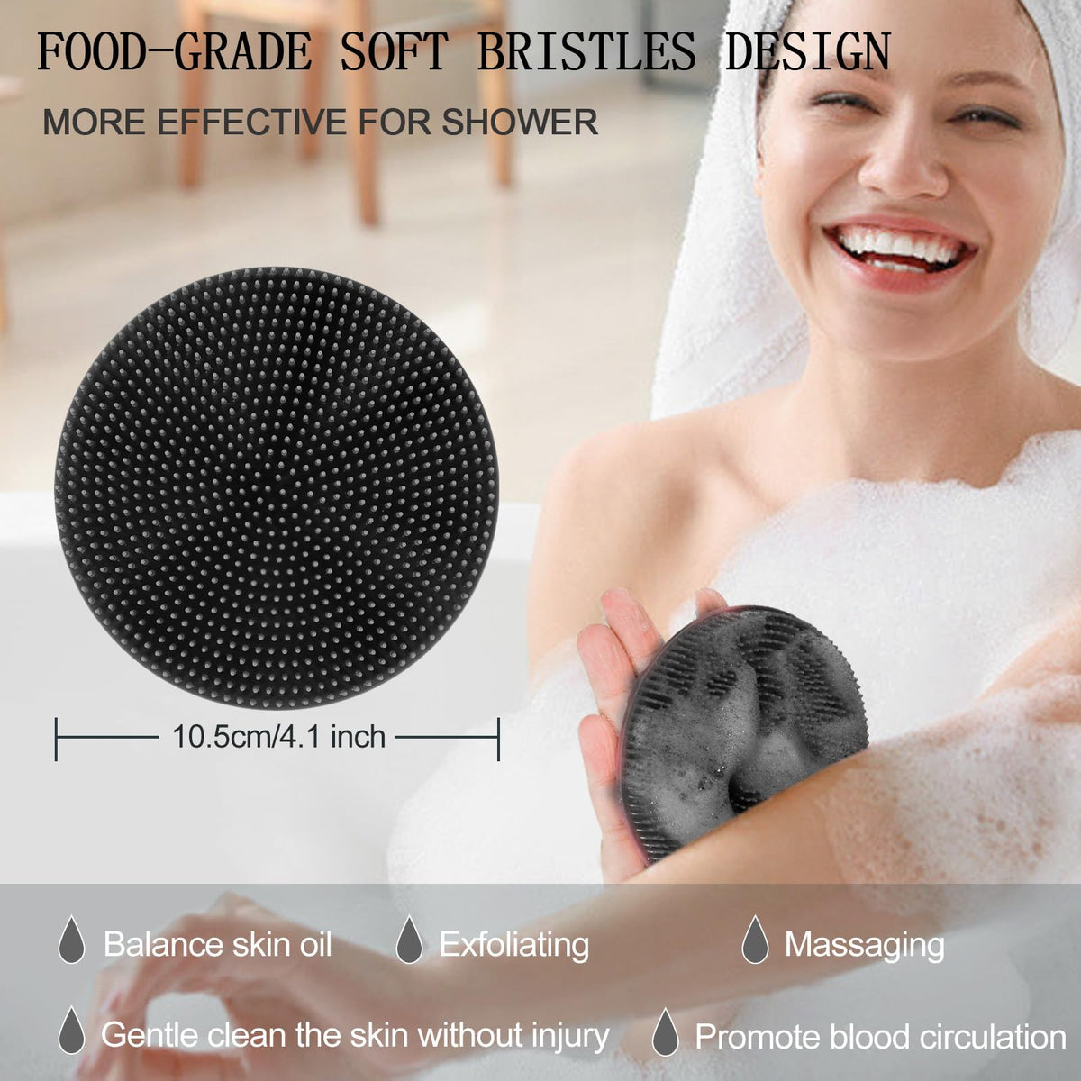 Brosse de douche INNERNEED en silicone dans une salle de bain