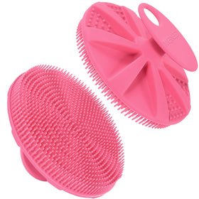 Brosse de douche INNERNEED en silicone rose, vue de face