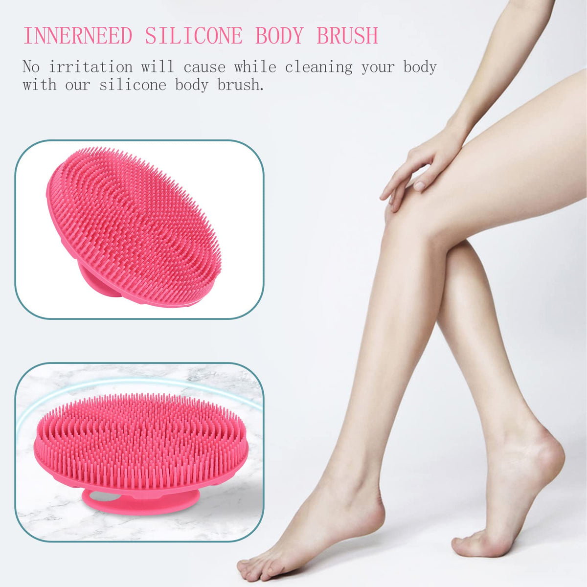 Brosse de douche INNERNEED rose dans un cadre de salle de bain