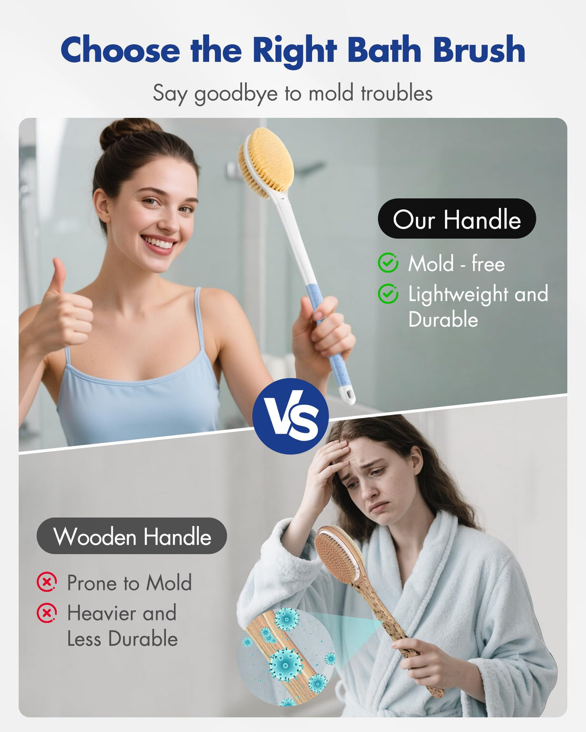 Brosse de douche Rafow en polypropylène légère et durable