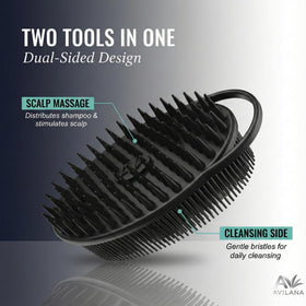 Brosse de massage Avilana en silicone dans un cadre de salle de bain