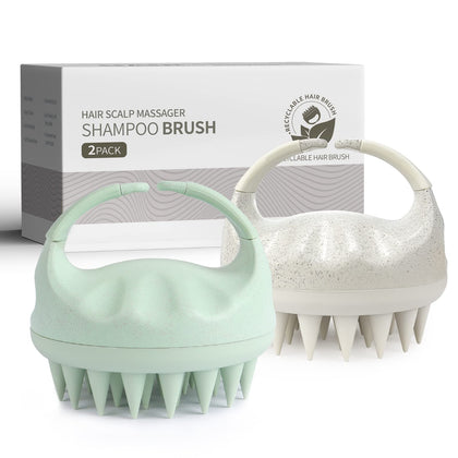 Brosse de massage cuir chevelu Sndyi en paille de blé vue de face