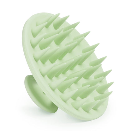 Brosse de massage du cuir chevelu Meartchy en silicone vert, vue de face