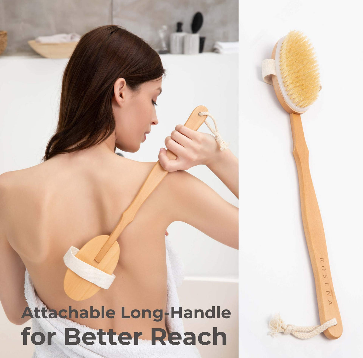 Brosse de massage pour la cellulite ROSENA en usage