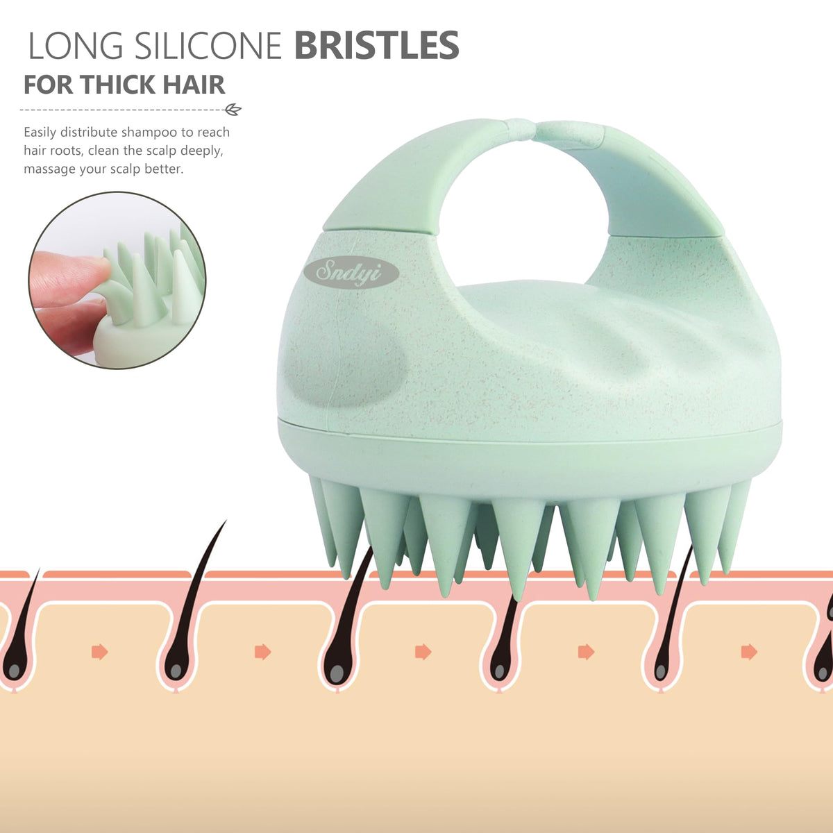 Brosse de massage Sndyi avec élastique à cheveux en satin