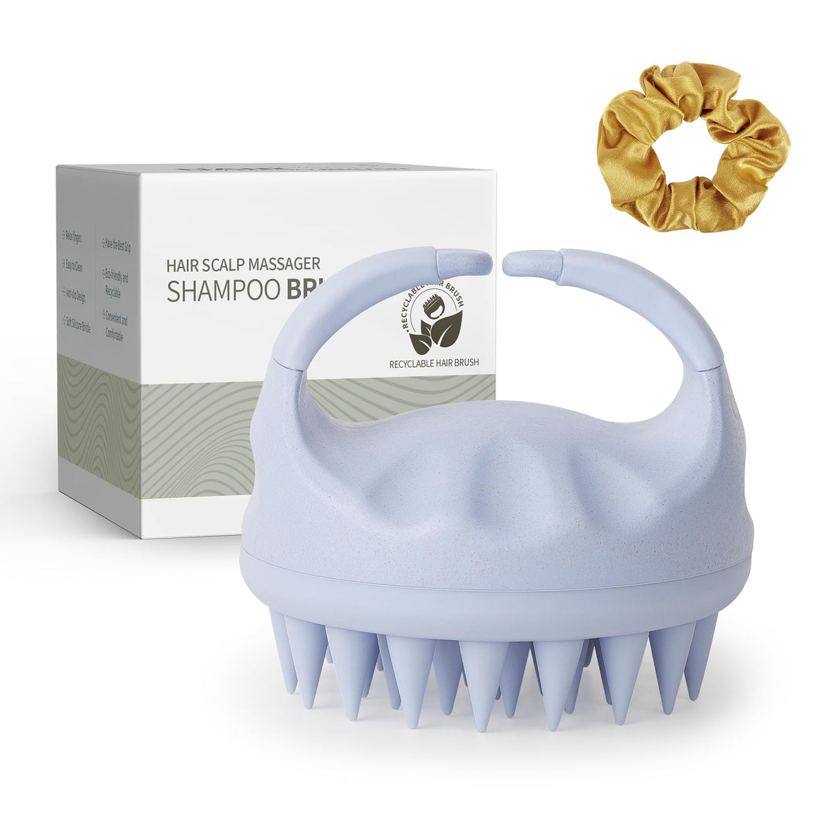 Brosse de massage Sndyi pour cuir chevelu, modèle bleu ciel vue de face