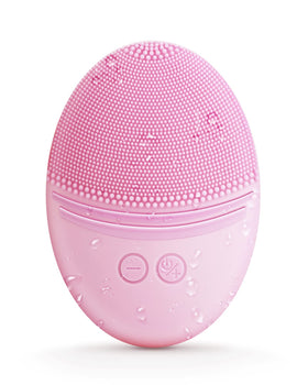 Brosse de nettoyage faciale EZBASICS en silicone rose vue de face