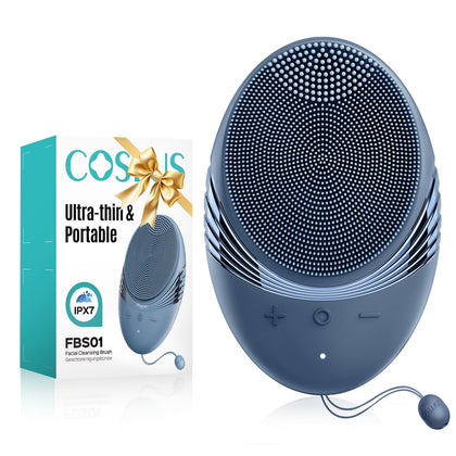 Brosse de nettoyage visage COSLUS vue de face avec brins en silicone