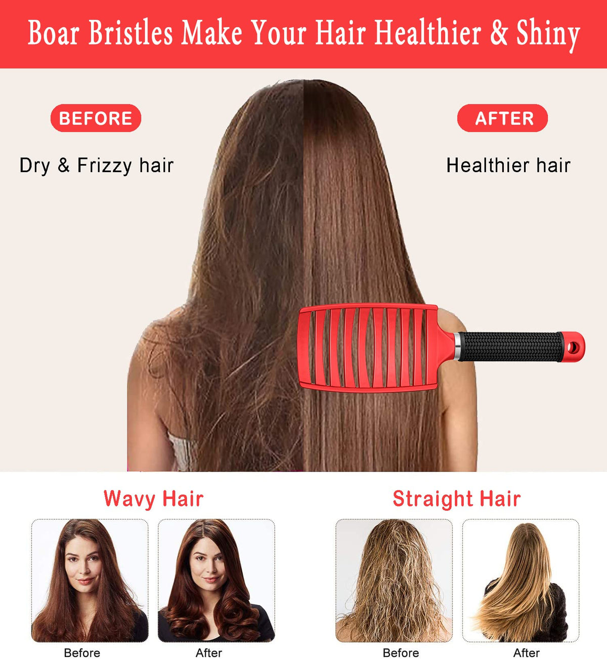 Brosse démêlante KTKUDY utilisée sur des cheveux bouclés
