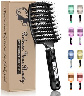 Brosse démêlante KTKUDY vue de face avec poils en nylon et sanglier