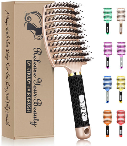 Brosse démêlante KTKUDY vue de face avec poils en nylon et sanglier