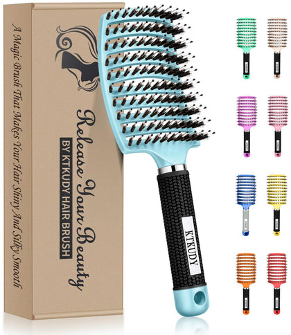 Brosse démêlante KTKUDY vue de face avec poils en nylon et sanglier