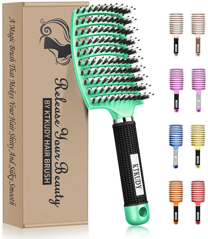 Brosse démêlante KTKUDY vue de face avec poils en sanglier