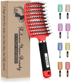 Brosse démêlante KTKUDY vue de face avec poils en soie de sanglier