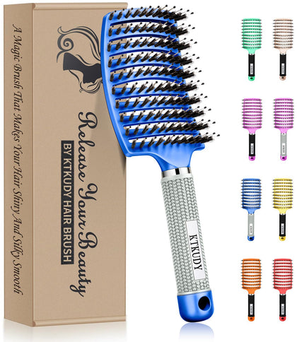 Brosse démêlante KTKUDY vue de face avec poils en soie de sanglier