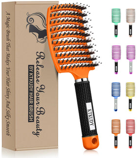 Brosse démêlante KTKUDY vue de face avec poils en soie de sanglier