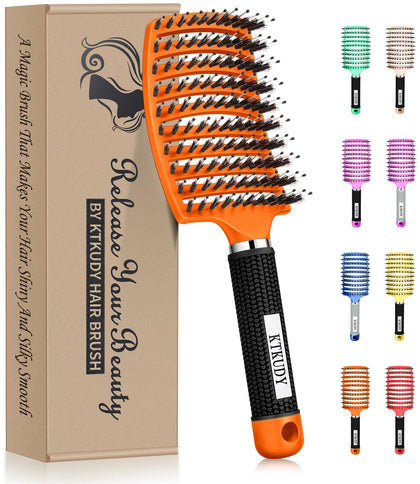 Brosse démêlante KTKUDY vue de face avec poils en soie de sanglier