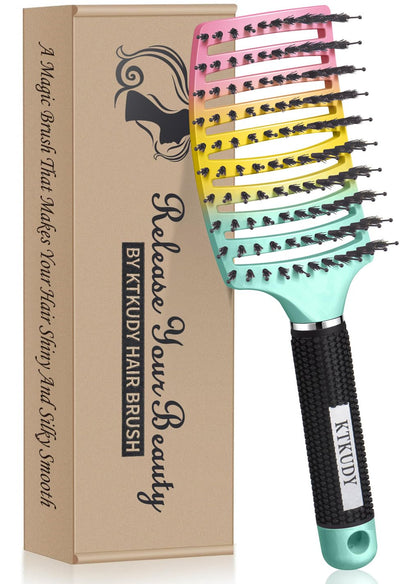 Brosse démêlante KTKUDY vue de face avec poils en soie de sanglier