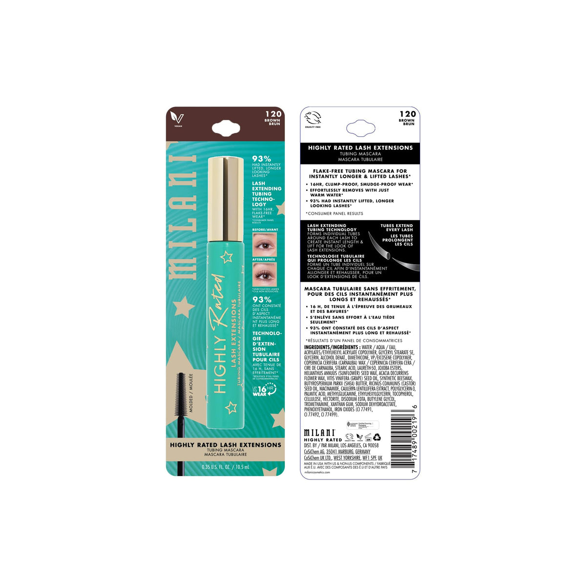 Brosse du mascara Milani Tubing Allongement