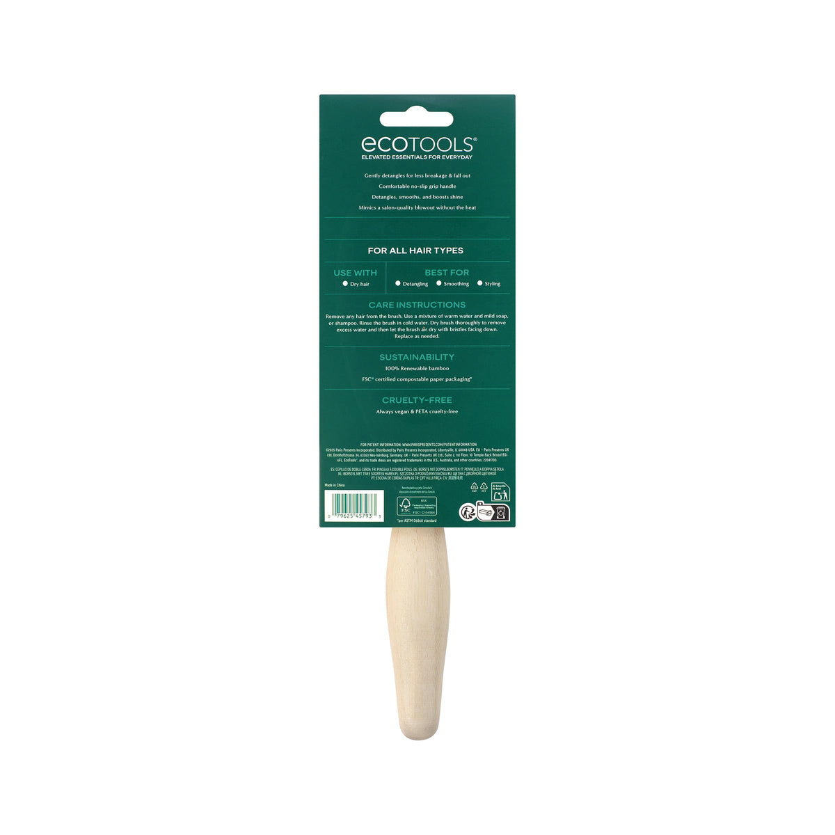 Brosse EcoTools vue de côté avec poils visibles