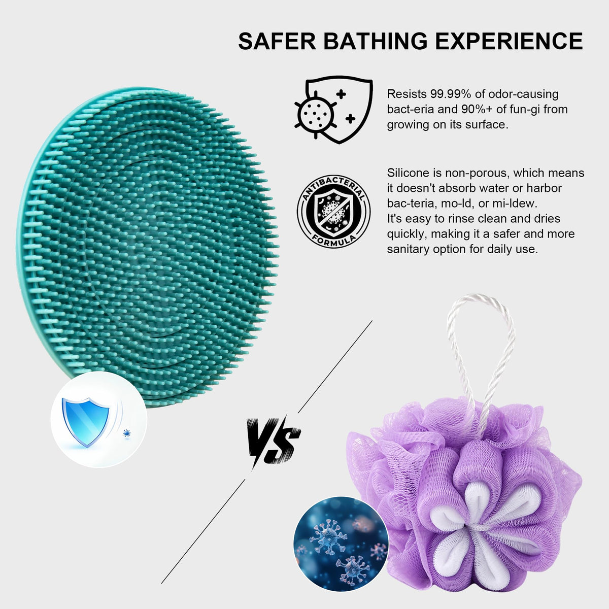 Brosse exfoliante en silicone INNERNEED avec brins flexibles