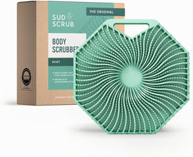 Brosse exfoliante Sud Scrub en silicone antimicrobienne couleur mint, vue avant