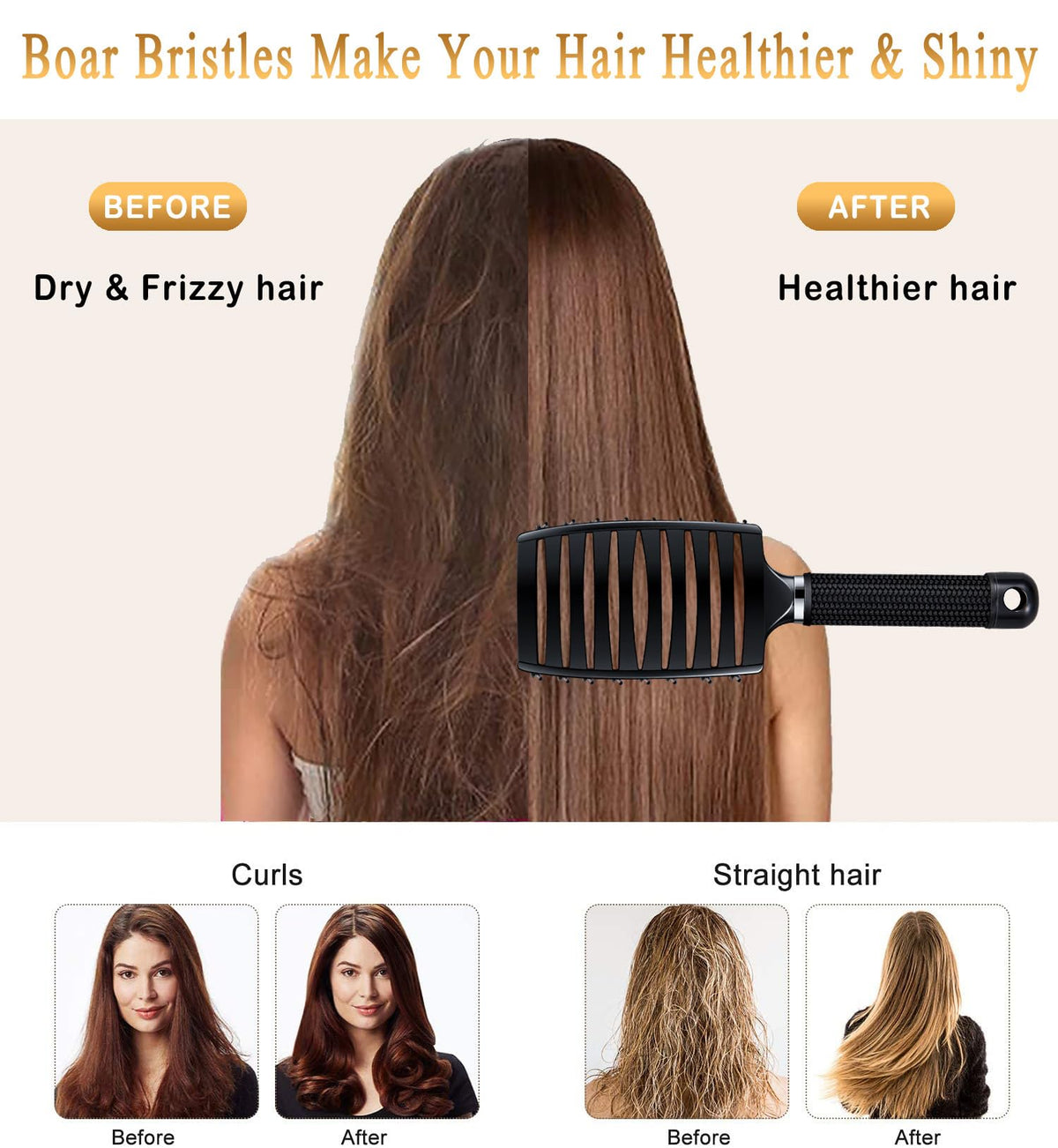 Brosse KTKUDY en action sur cheveux mouillés