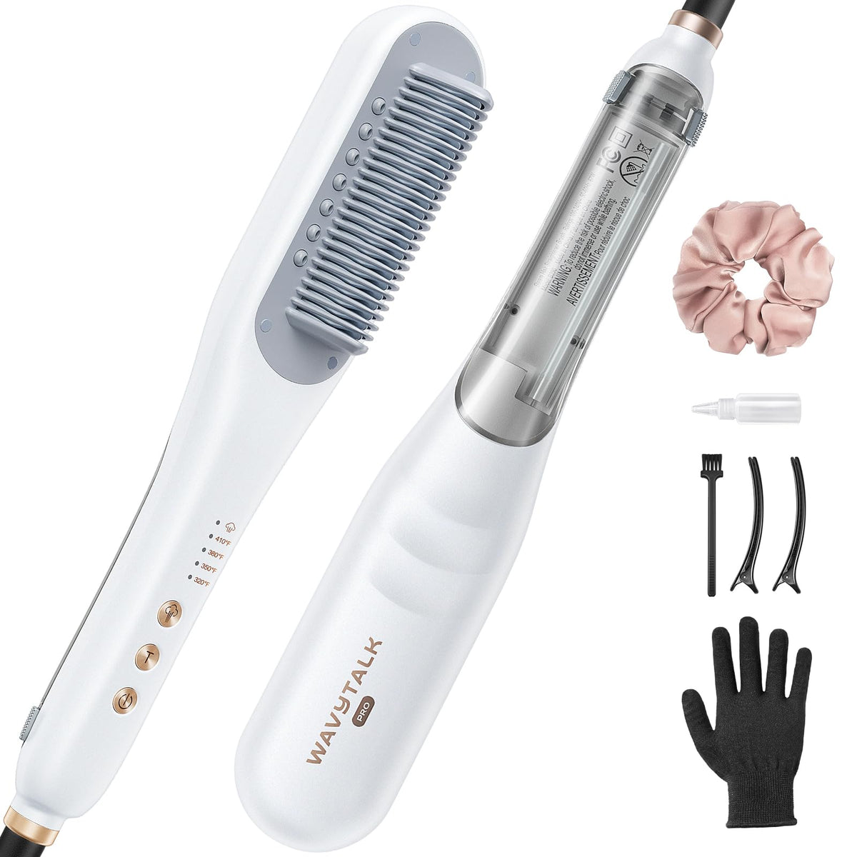 Brosse lissante à vapeur Wavytalk Pro vue de face avec design ergonomique