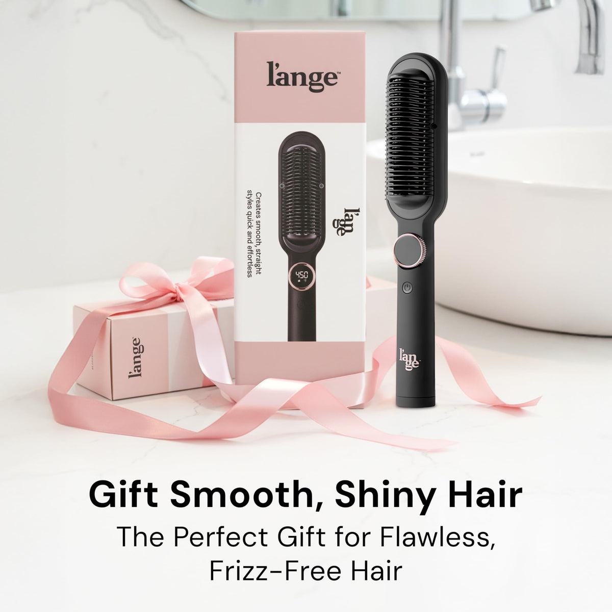 Brosse lissante L'ANGE HAIR avec poils anti-brûlure