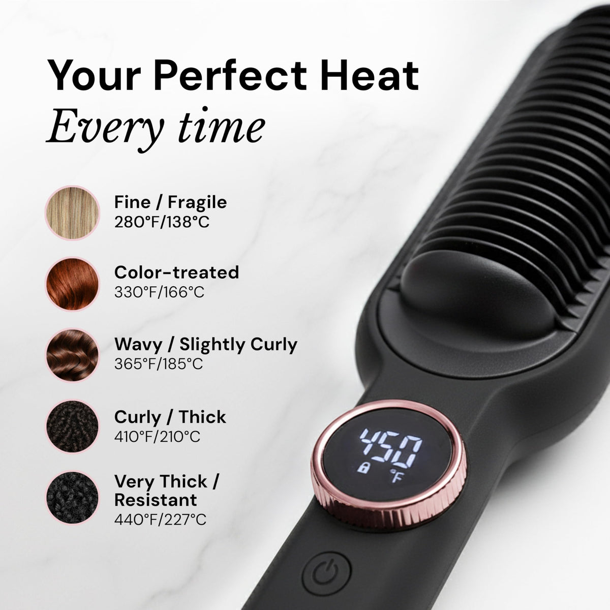 Brosse lissante L'ANGE HAIR en utilisation sur cheveux bouclés