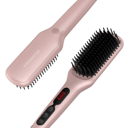 Brosse lissante MEGAWISE rose doré vue de face avec écran LED