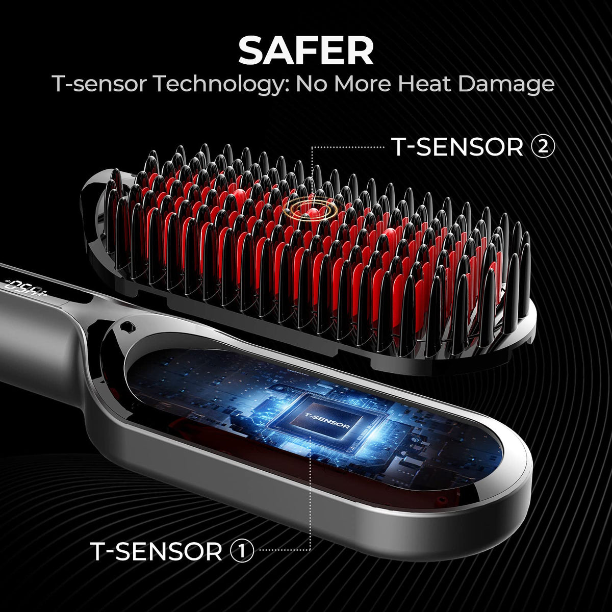 Brosse lissante TYMO avec réglages de température visibles