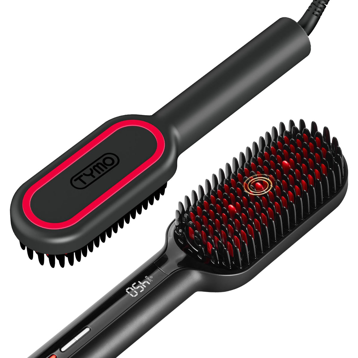 Brosse lissante TYMO modèle noir vue de face avec poils en céramique