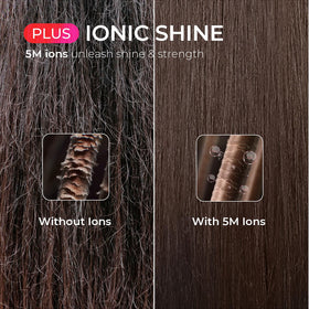 Brosse lissante TYMO RING PLUS en utilisation sur des cheveux longs