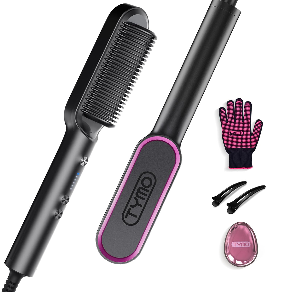 Brosse lissante TYMO RING vue de face avec dents 3D