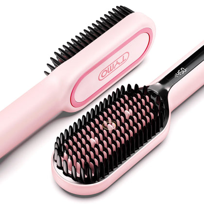 Brosse lissante TYMO rose vue de face avec poils en céramique