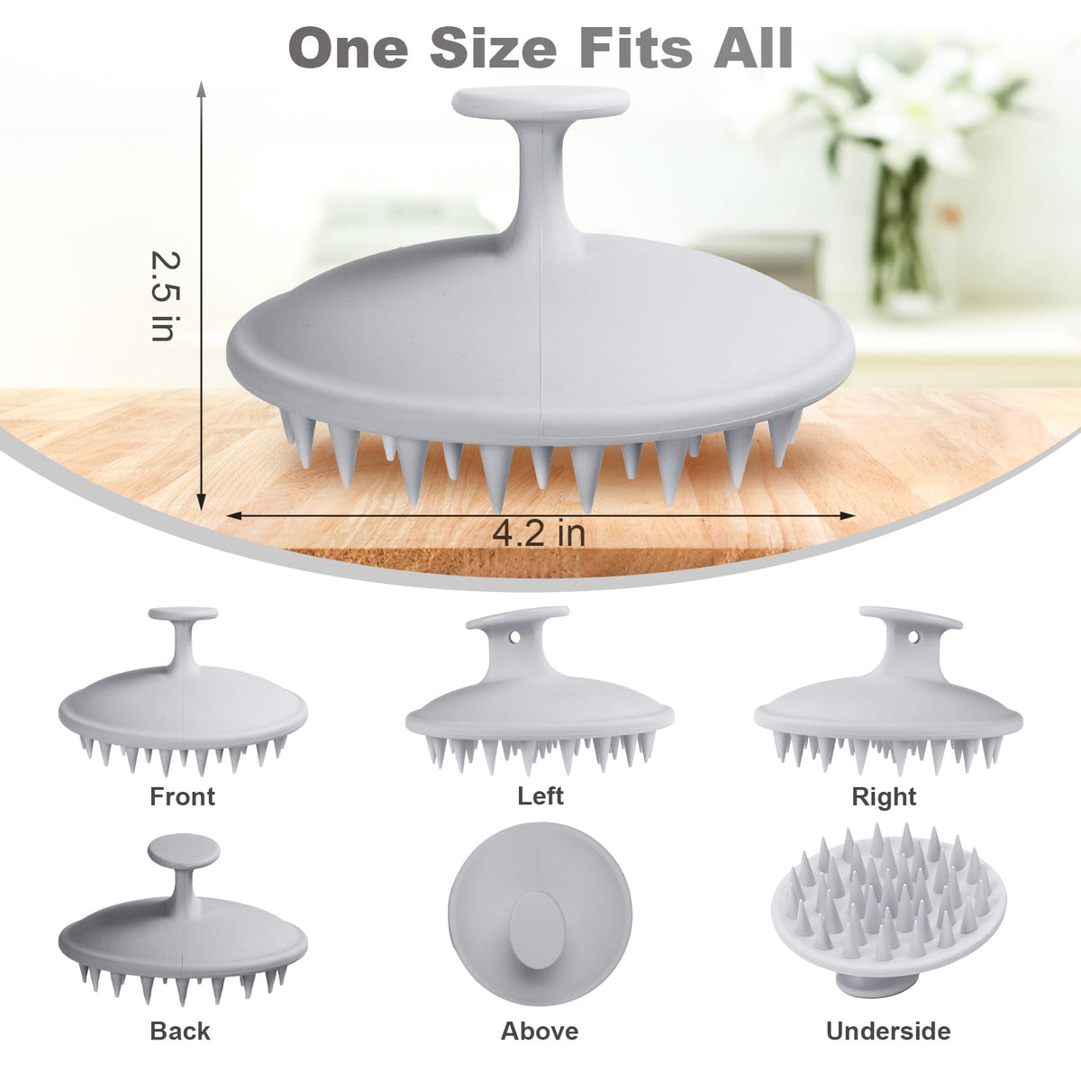 Brosse Meartchy montrant les poils en silicone doux