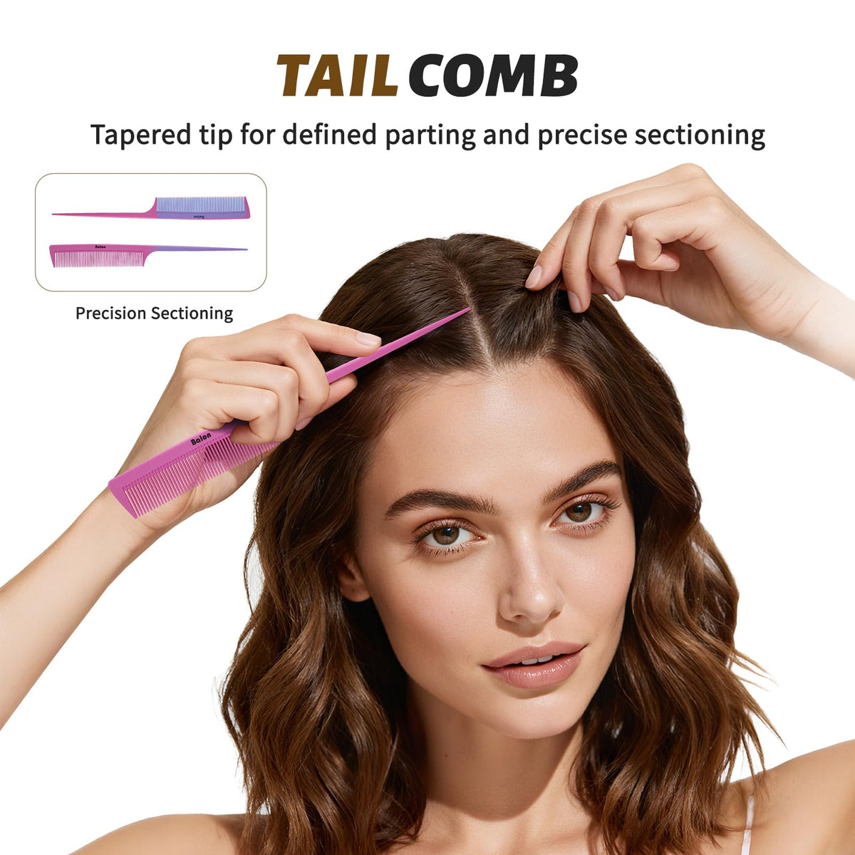 Brosse plate BALON en rose, vue de face avec brins doux.